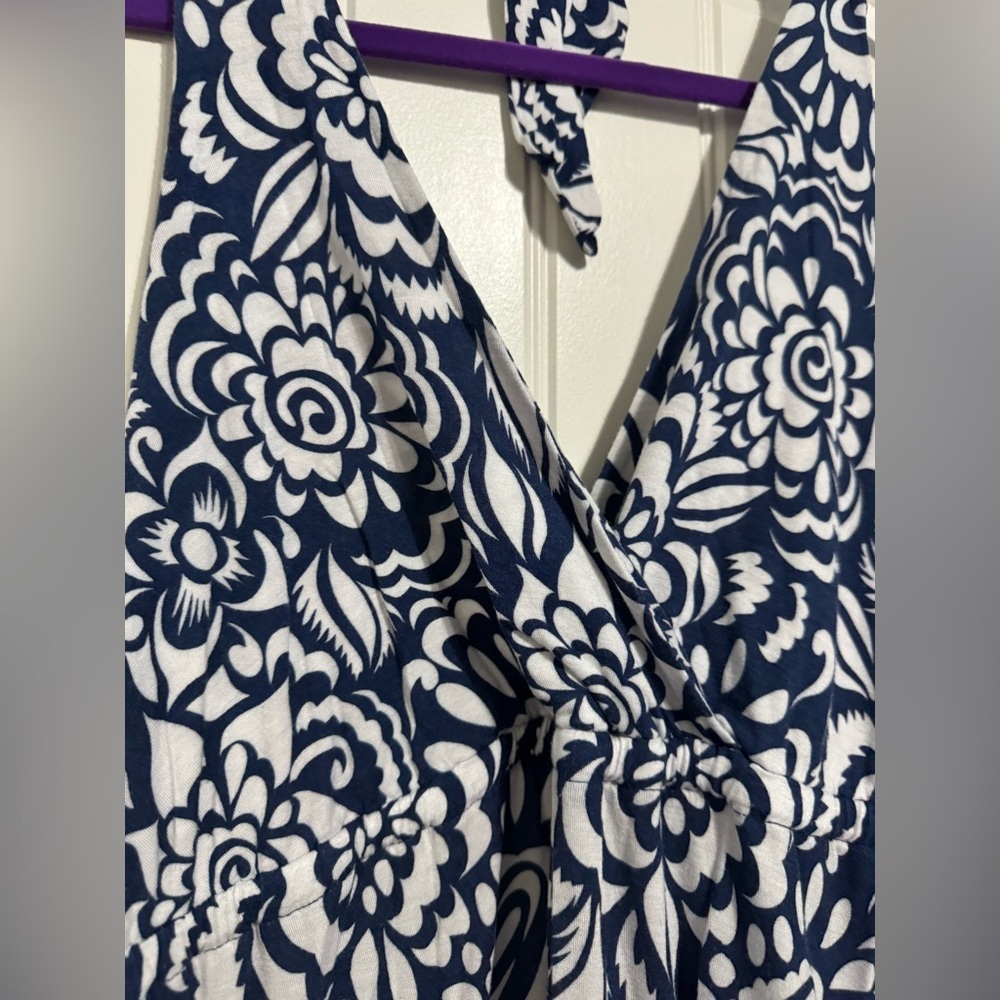 Old Navy Navy and White Floral Halter Midi Dress - Picture 3 of 6